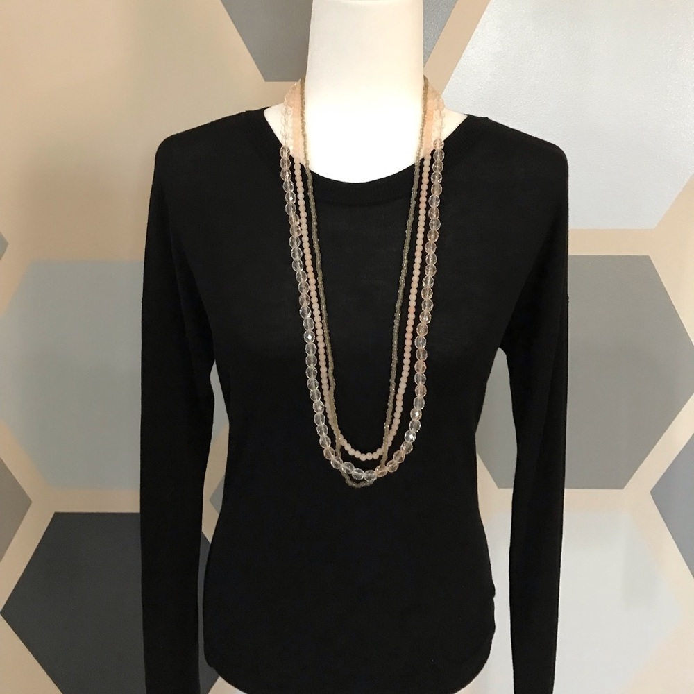 Three Beaded Neutral Long Necklaces